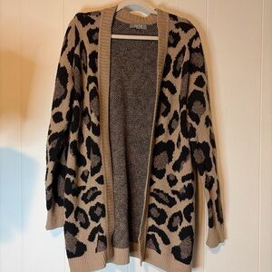 Marled Tan and Black Animal Print Cardigan